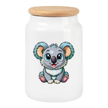 Baby koala - Cookie Jar with Wooden Lid - white - Front