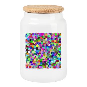 Colorful Squares - Cookie Jar with Wooden Lid - white - Front