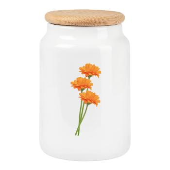 Orange Gerbera Trio - Boîte à biscuits avec couvercle en bois - blanc - Devant