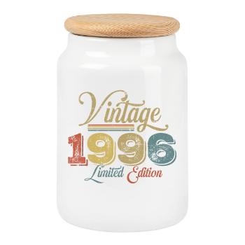 Vintage 1996 30th Birthday - Cookie Jar with Wooden Lid - white - Front