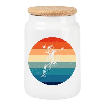 Classic handball motif for women - Cookie Jar with Wooden Lid - white - Front