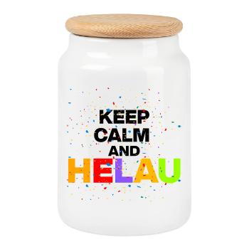 KEEP CALM AND HELAU! KARNEVAL FASCHING schwarz - Keksdose mit Holzdeckel - Weiß - Vorne