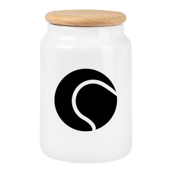 Balle de tennis - Boîte à biscuits avec couvercle en bois - blanc - Devant