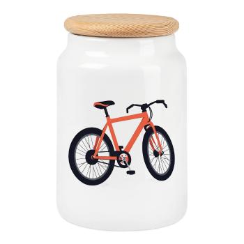Design orange du vélo - Boîte à biscuits avec couvercle en bois - blanc - Devant