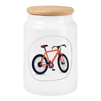 Design orange du vélo - Boîte à biscuits avec couvercle en bois - blanc - Devant
