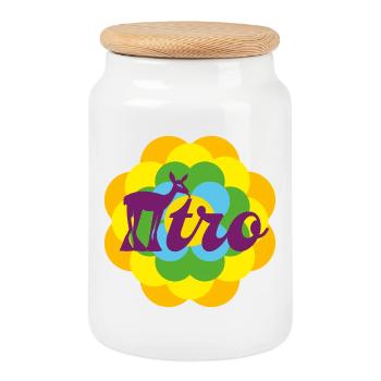 Rétro - Boîte à biscuits avec couvercle en bois - blanc - Devant