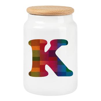 Buchstabe K - Keksdose mit Holzdeckel - Weiß - Vorne