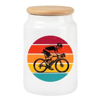 Conception de vélo de route compact pour vélo de route - Boîte à biscuits avec couvercle en bois - blanc - Devant