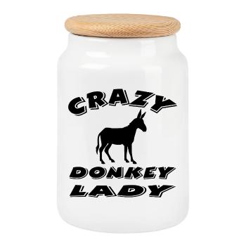 donkey - Cookie Jar with Wooden Lid - white - Front