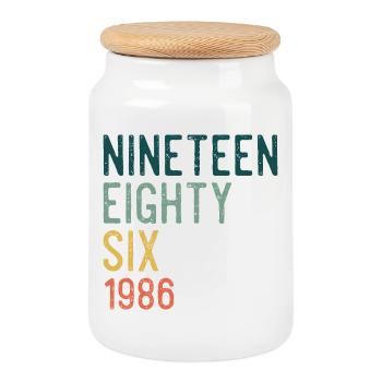 Nineteen Eighty-Six Retro - Cookie Jar with Wooden Lid - white - Front