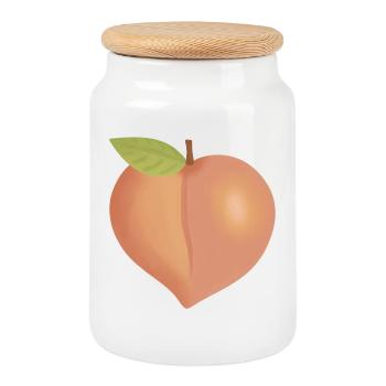 Pêche à feuilles - Boîte à biscuits avec couvercle en bois - blanc - Devant