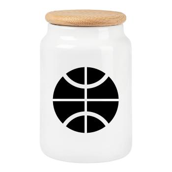 Basket-ball - Boîte à biscuits avec couvercle en bois - blanc - Devant