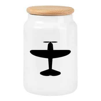 Altes Flugzeug - Keksdose mit Holzdeckel - Weiß - Vorne