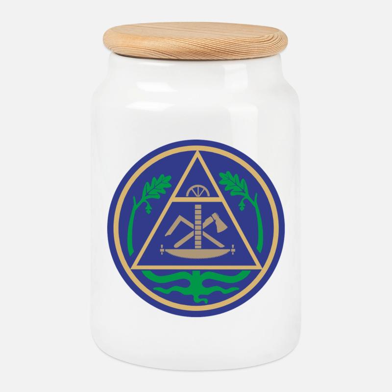 51195_Zimmerer Geometric Triangle Emblem - Cookie Jar with Wooden Lid - white