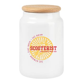 Retro Scooter Vintage - Cookie Jar with Wooden Lid - white - Front