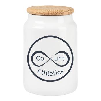 Infinite athleticism logo - Cookie Jar with Wooden Lid - white - Front