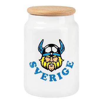 Sverige Schweden Fussball Vikinger - Keksdose mit Holzdeckel - Weiß - Vorne