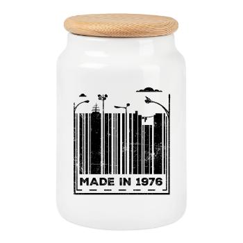 Vintage 1976 - Keksdose mit Holzdeckel - Weiß - Vorne