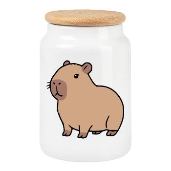 Capybara Wasserschwein  - Keksdose mit Holzdeckel - Weiß - Vorne