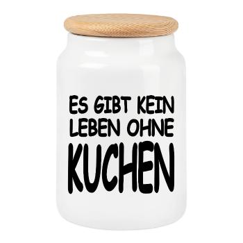 Cake - Cookie Jar with Wooden Lid - white - Front