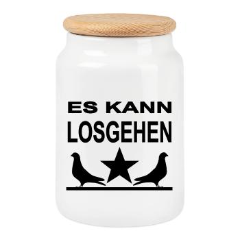 Tauben - Keksdose mit Holzdeckel - Weiß - Vorne
