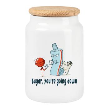 Chérie, tu vas tomber - Boîte à biscuits avec couvercle en bois - blanc - Devant