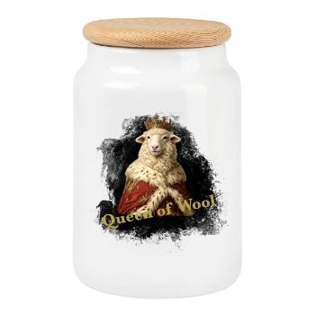 Laine royale - Boîte à biscuits avec couvercle en bois - blanc - Devant