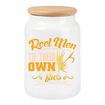 Angler Gift Funny Fishing Fisherman Fishing - Cookie Jar with Wooden Lid - white - Front