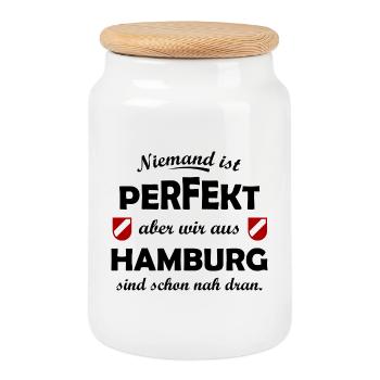 Die Hamburg Fans - Keksdose mit Holzdeckel - Weiß - Vorne