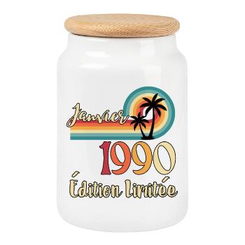 January 1990 – Retro Limited Edition - Cookie Jar with Wooden Lid - white - Front