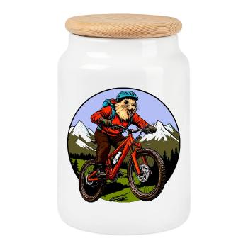 Marmots Bike - Cookie Jar with Wooden Lid - white - Front