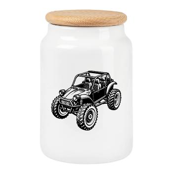 Offroad-Buggy - Keksdose mit Holzdeckel - Weiß - Vorne