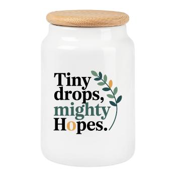 Homeopathy Tiny Drops Mighty Hopes Professional  - Cookie Jar with Wooden Lid - white - Front
