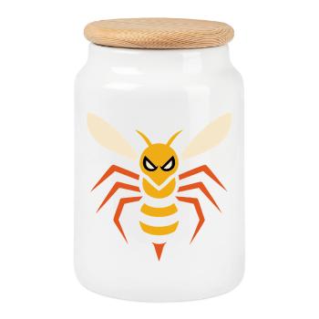Frelon en colère – graphique angulaire d’insectes - Boîte à biscuits avec couvercle en bois - blanc - Devant