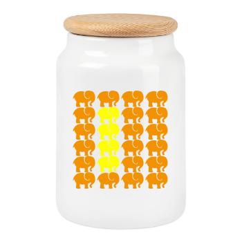 Elephant - Cookie Jar with Wooden Lid - white - Front