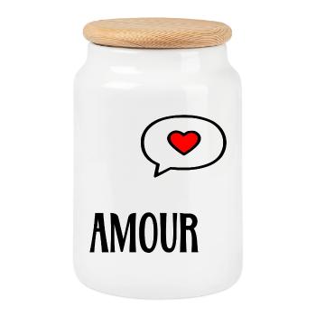 Love Heart - Cookie Jar with Wooden Lid - white - Front