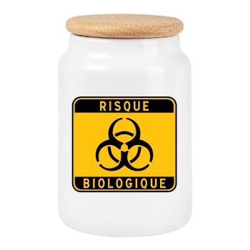panneau_RISQUE_BIOLOGIQUE_31 - Keksdose mit Holzdeckel - Weiß - Vorne