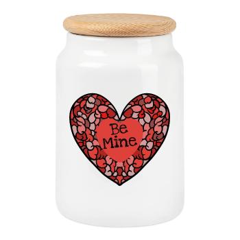 Be Mine Intricate Heart Mosaik - Keksdose mit Holzdeckel - Weiß - Vorne