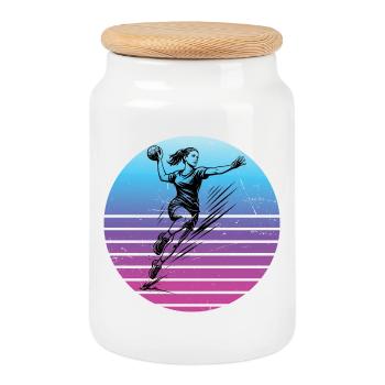 A must have for real handball for women - Cookie Jar with Wooden Lid - white - Front