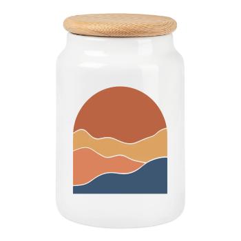 Warm Horizon Layers - Keksdose mit Holzdeckel - Weiß - Vorne