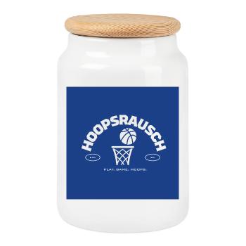 Hoopsrausch Basketball Emblem - Cookie Jar with Wooden Lid - white - Front
