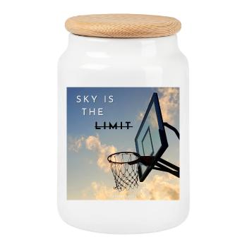 Le ciel, c’est la limite des cerceaux - Boîte à biscuits avec couvercle en bois - blanc - Devant