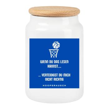 Read or Defend Saying Hoopsrausch - Cookie Jar with Wooden Lid - white - Front