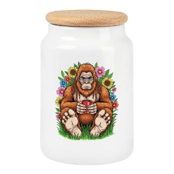 Bigfoot Cozy Garden Sip - Cookie Jar with Wooden Lid - white - Front