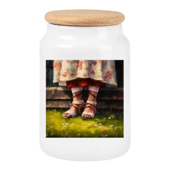 Sommerpastoral - Keksdose mit Holzdeckel - Weiß - Vorne
