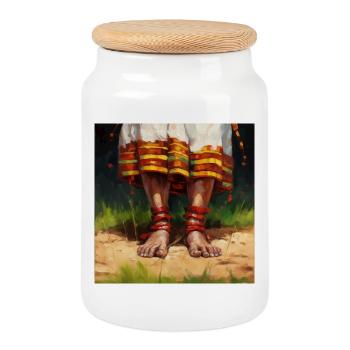 Racines de la Terre - Boîte à biscuits avec couvercle en bois - blanc - Devant