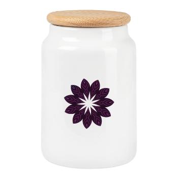 Fleur Mandala Violet foncé - Boîte à biscuits avec couvercle en bois - blanc - Devant