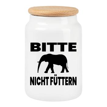 Elefanten - Keksdose mit Holzdeckel - Weiß - Vorne