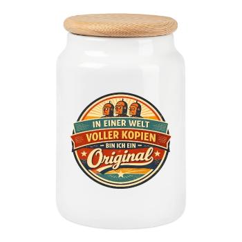 Dans un monde rempli de copies, je suis un original. - Boîte à biscuits avec couvercle en bois - blanc - Devant