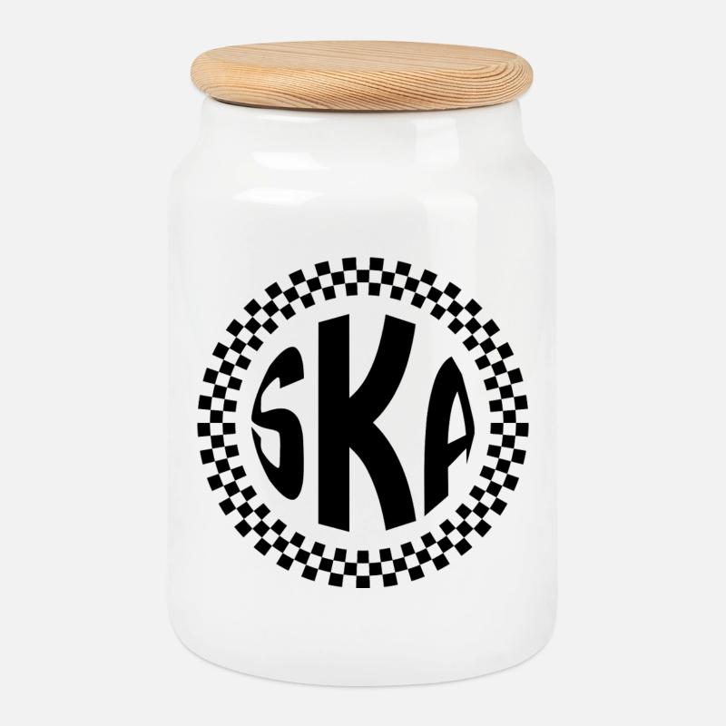 Ska – Logo - Keksdose mit Holzdeckel - Weiß
